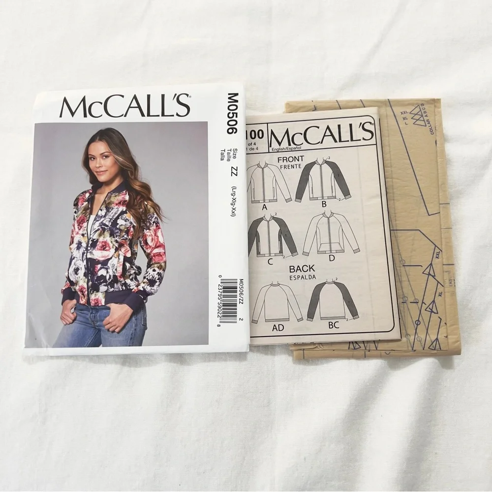 McCall’s M0506 Bomber Jacket Pattern L-XXL Uncut Factory Folded